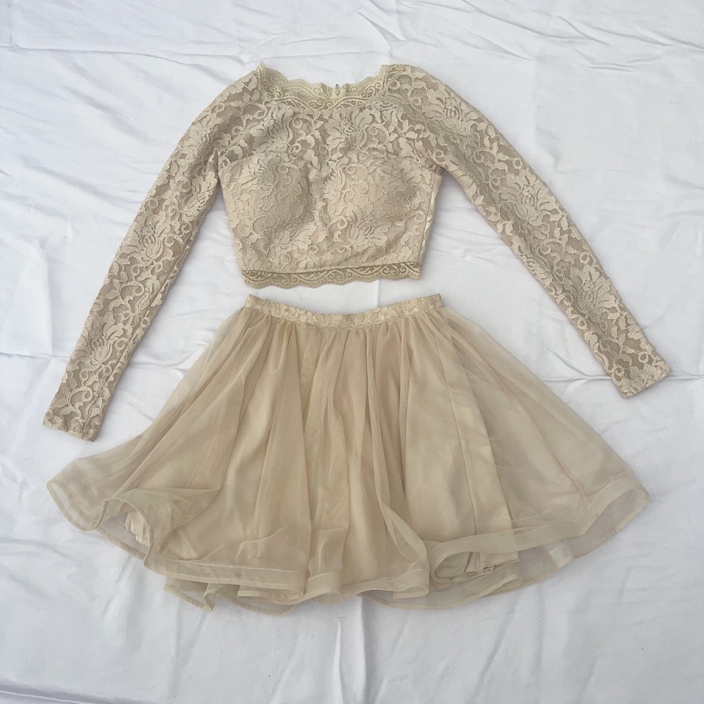 Windsor Cream Lace 2 Piece Homecoming Dress